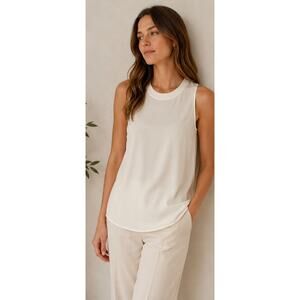 Vince 100% Silk Cream Sleeveless Blouse Minimalist Flowy Tank Top XS